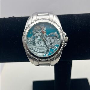 Disney Ariel Little Mermaid Sketch Watch Crystal Bezel Silver tone barely worn